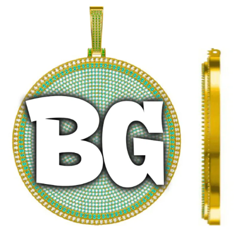 CUSTOM LETTER NECKLACE 3D BIG DISC sold by The GUU Shop