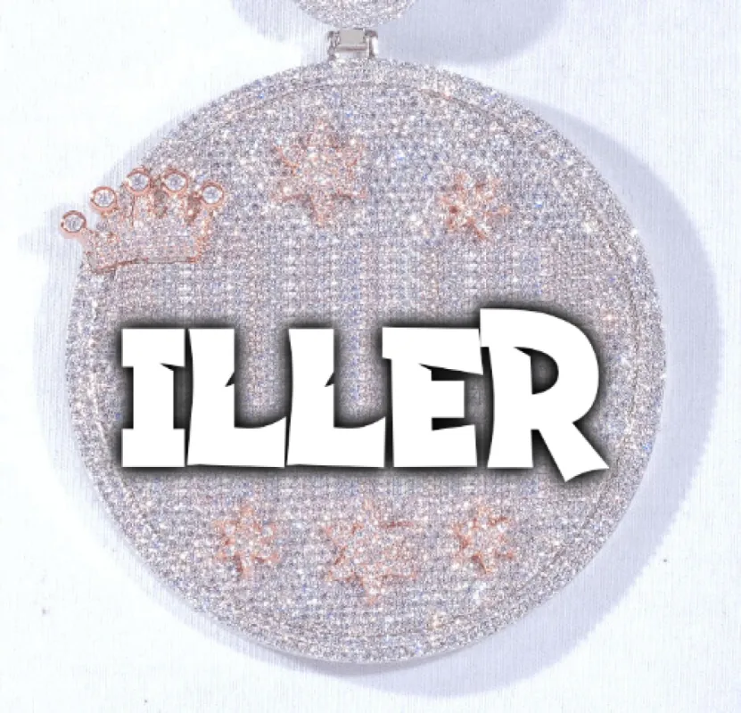 CUSTOM LETTER NECKLACE 3D BIG CROWN DISC sold by The GUU Shop