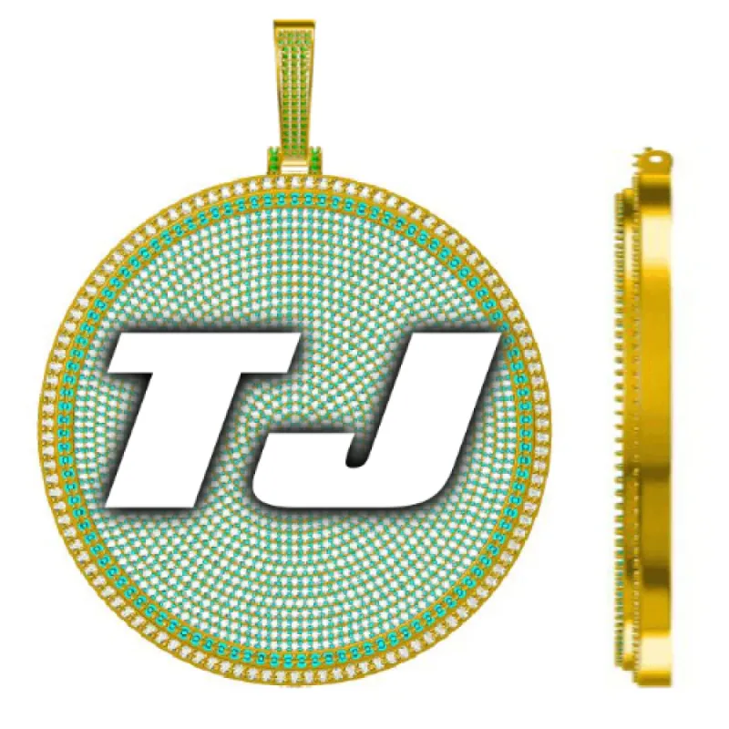 CUSTOM LETTER NECKLACE 3D BIG DISC sold by The GUU Shop