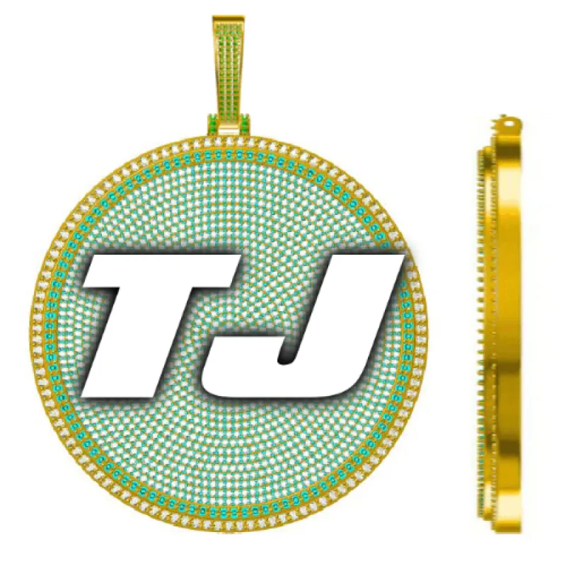 CUSTOM LETTER NECKLACE 3D BIG DISC sold by The GUU Shop