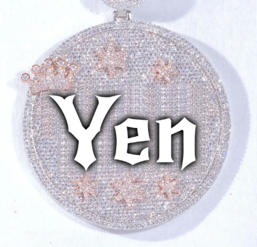 CUSTOM LETTER NECKLACE 3D BIG CROWN DISC sold by The GUU Shop
