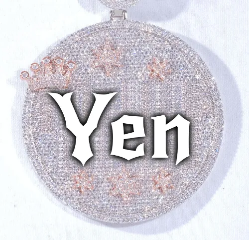 CUSTOM LETTER NECKLACE 3D BIG CROWN DISC sold by The GUU Shop