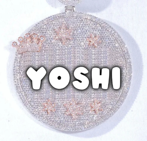 CUSTOM LETTER NECKLACE 3D BIG CROWN DISC sold by The GUU Shop