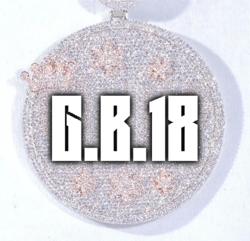 CUSTOM LETTER NECKLACE 3D BIG CROWN DISC sold by The GUU Shop