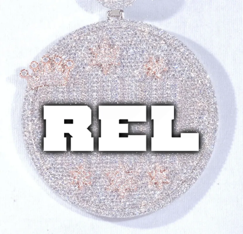 CUSTOM LETTER NECKLACE 3D BIG CROWN DISC sold by The GUU Shop