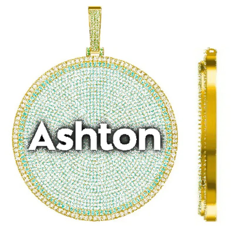 CUSTOM LETTER NECKLACE 3D BIG DISC sold by The GUU Shop