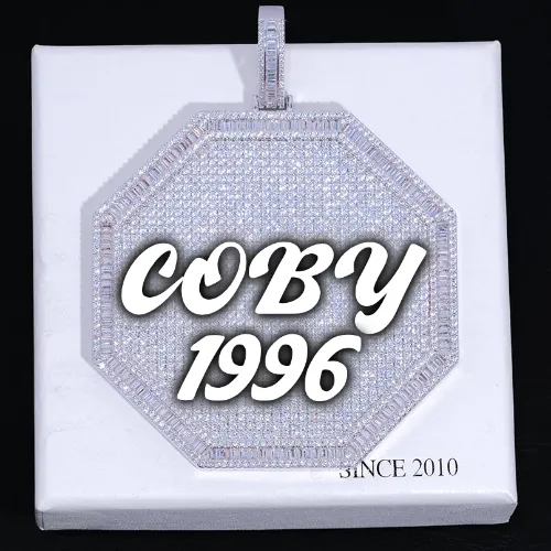 CUSTOM LETTER NECKLACE 3D BIG OCTAGON sold by The GUU Shop