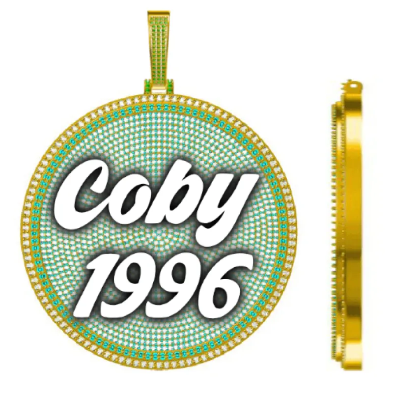 CUSTOM LETTER NECKLACE 3D BIG DISC sold by The GUU Shop