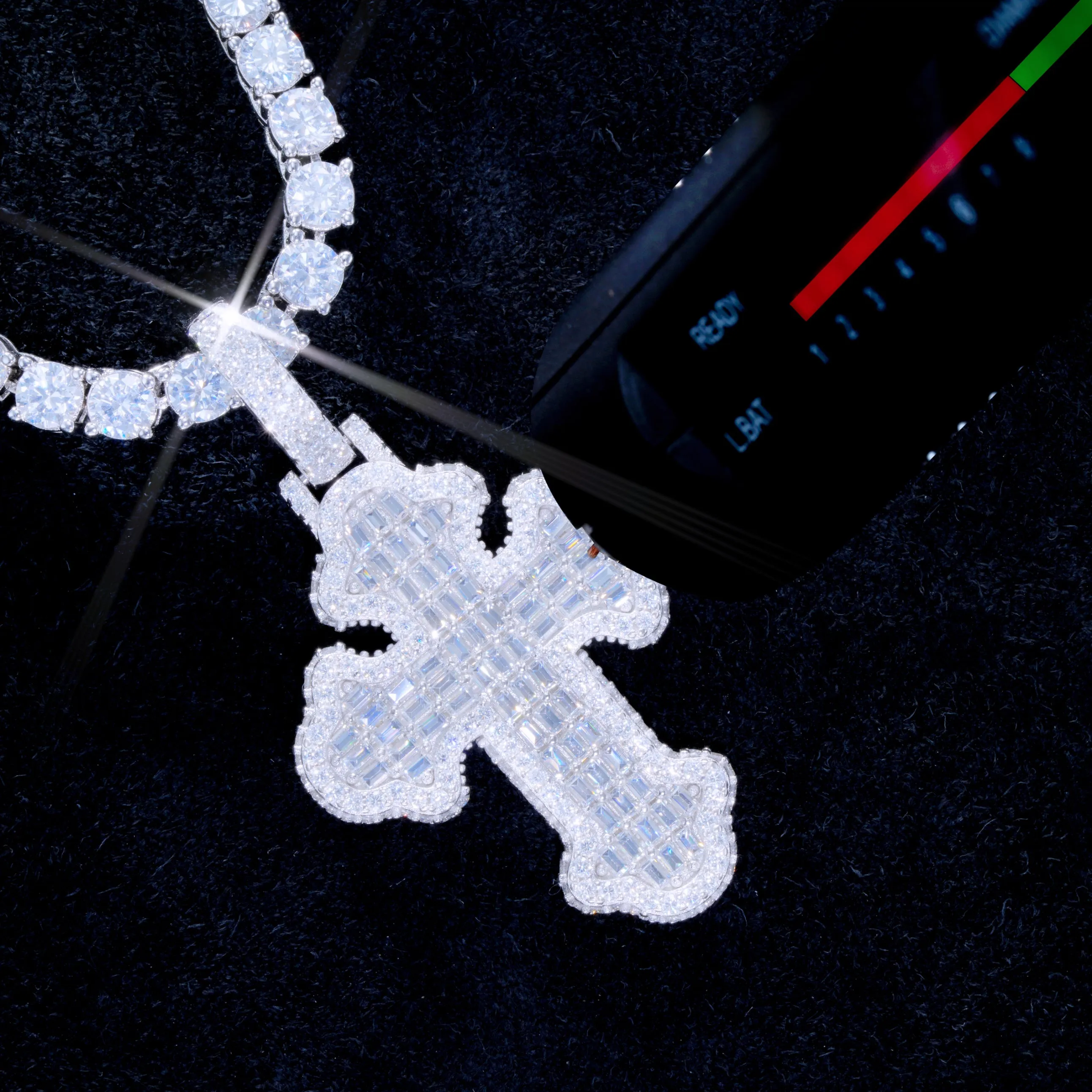 925S & VVS Moissanite Baguette Gothic Cross Necklace sold by The GUU Shop product image thumbnail 2