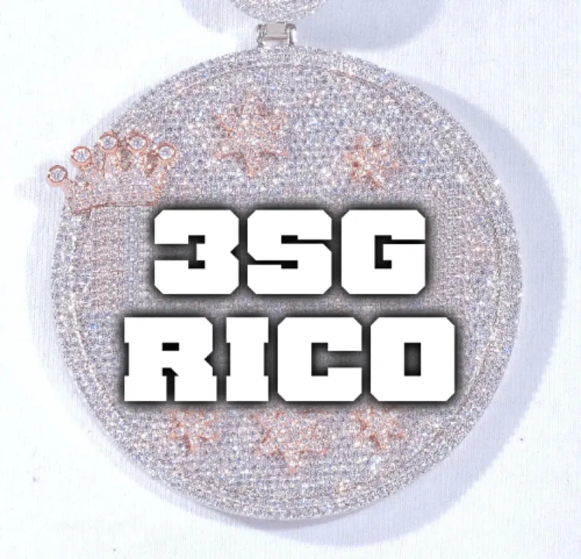 CUSTOM LETTER NECKLACE 3D BIG CROWN DISC sold by The GUU Shop