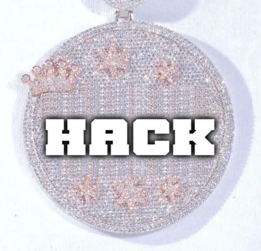 CUSTOM LETTER NECKLACE 3D BIG CROWN DISC sold by The GUU Shop