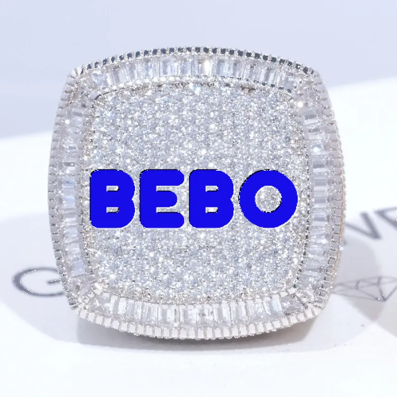 CUSTOM LETTER 3D ICED RING sold by The GUU Shop