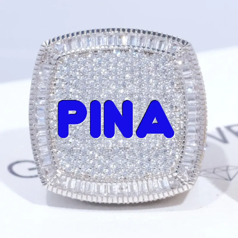 CUSTOM LETTER 3D ICED RING sold by The GUU Shop