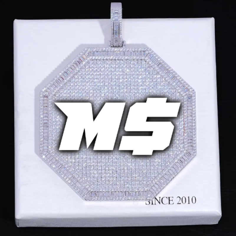 CUSTOM LETTER NECKLACE 3D BIG OCTAGON sold by The GUU Shop