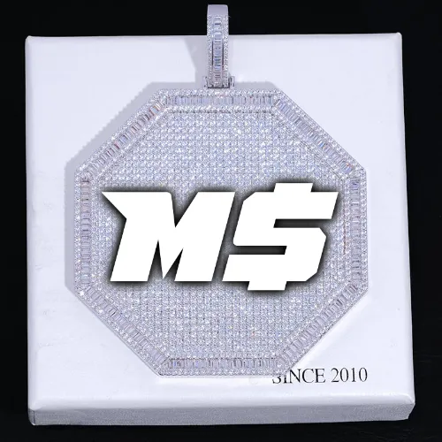 CUSTOM LETTER NECKLACE 3D BIG OCTAGON sold by The GUU Shop