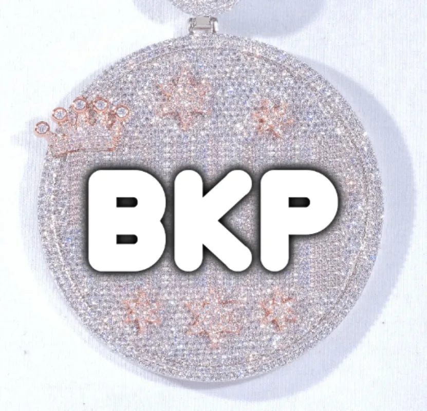 CUSTOM LETTER NECKLACE 3D BIG CROWN DISC sold by The GUU Shop