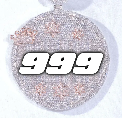 CUSTOM LETTER NECKLACE 3D BIG CROWN DISC sold by The GUU Shop