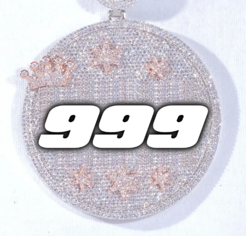 CUSTOM LETTER NECKLACE 3D BIG CROWN DISC sold by The GUU Shop