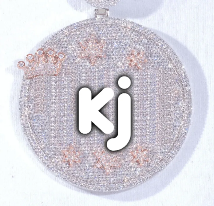 CUSTOM LETTER NECKLACE 3D BIG CROWN DISC sold by The GUU Shop
