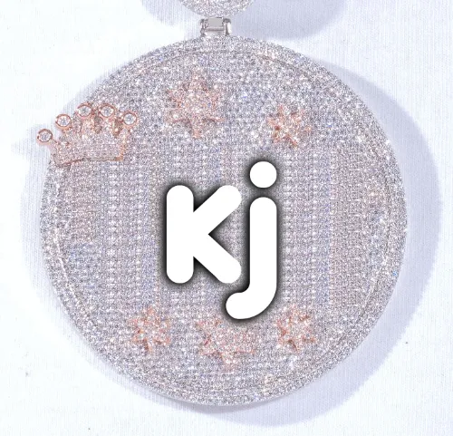 CUSTOM LETTER NECKLACE 3D BIG CROWN DISC sold by The GUU Shop