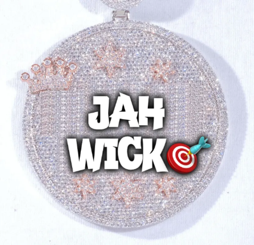 CUSTOM LETTER NECKLACE 3D BIG CROWN DISC sold by The GUU Shop