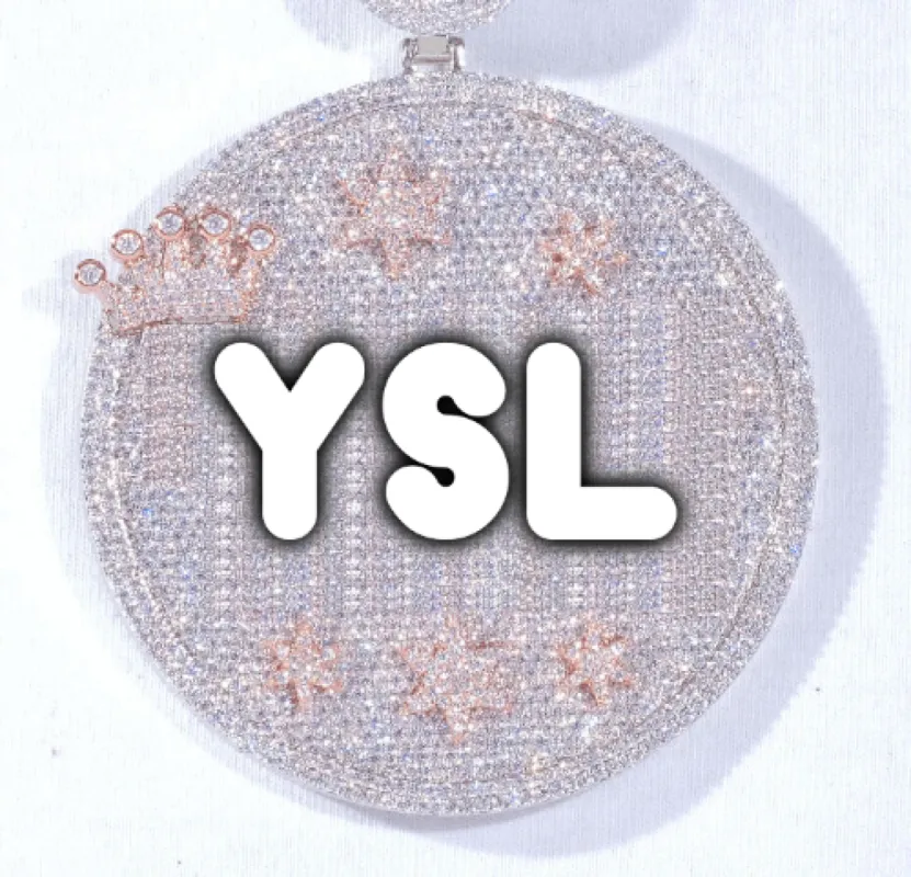 CUSTOM LETTER NECKLACE 3D BIG CROWN DISC sold by The GUU Shop