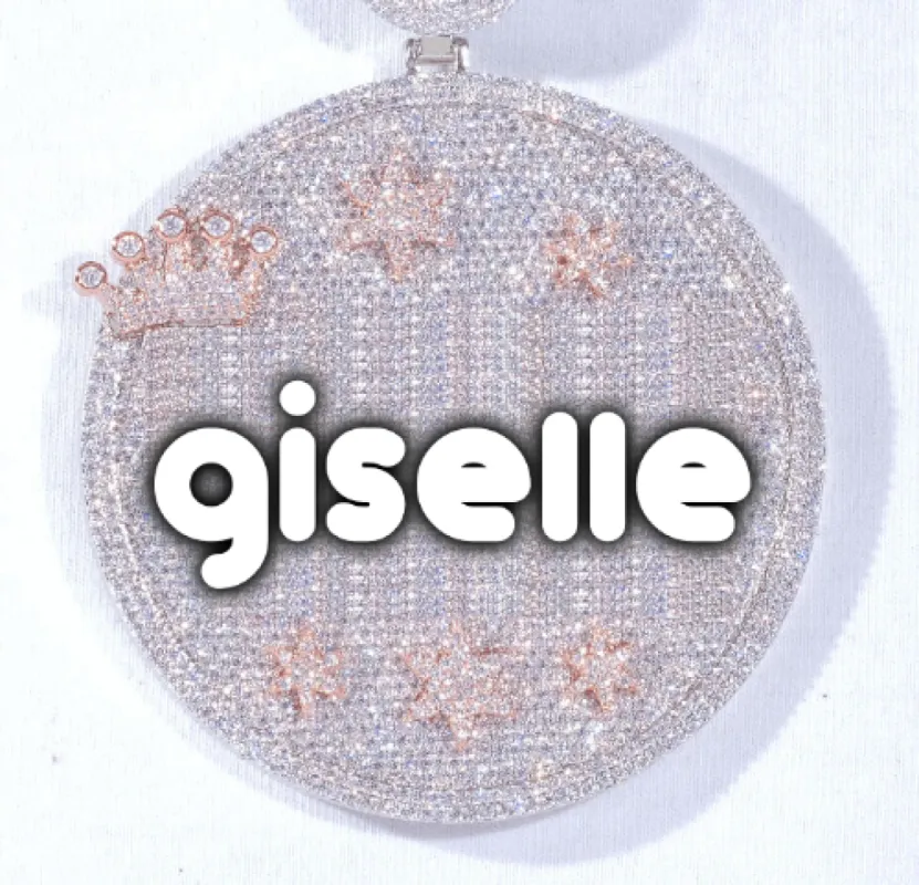 CUSTOM LETTER NECKLACE 3D BIG CROWN DISC sold by The GUU Shop
