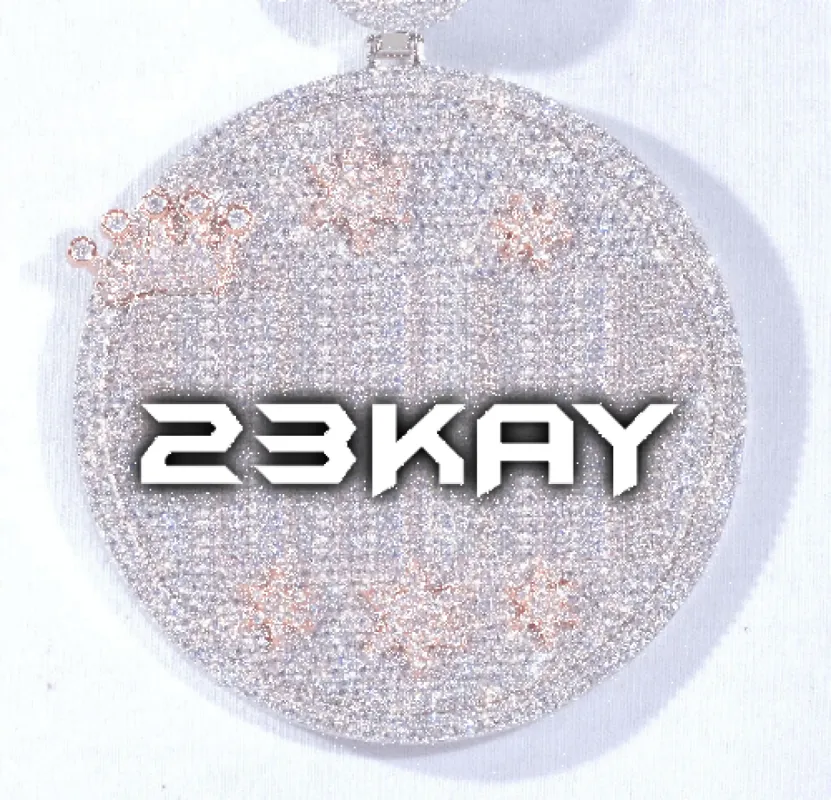 CUSTOM LETTER NECKLACE 3D BIG CROWN DISC sold by The GUU Shop