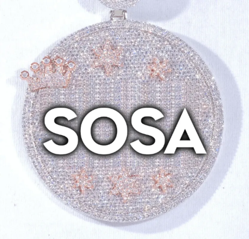 CUSTOM LETTER NECKLACE 3D BIG CROWN DISC sold by The GUU Shop