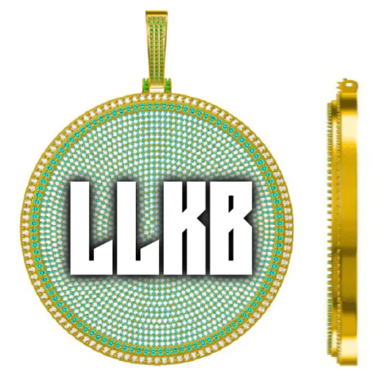 CUSTOM LETTER NECKLACE 3D BIG DISC sold by The GUU Shop