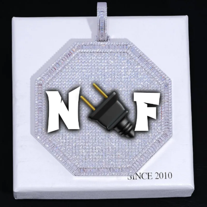 CUSTOM LETTER NECKLACE 3D BIG OCTAGON sold by The GUU Shop