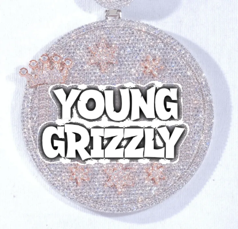 CUSTOM LETTER NECKLACE 3D BIG CROWN DISC sold by The GUU Shop