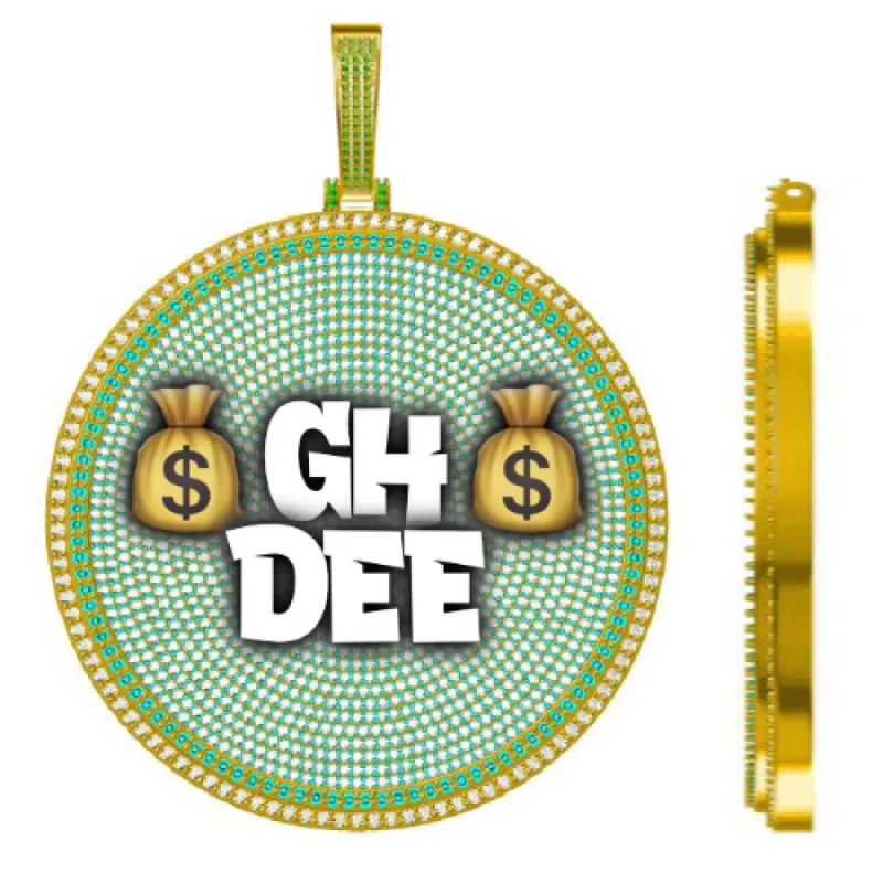 CUSTOM LETTER NECKLACE 3D BIG DISC sold by The GUU Shop