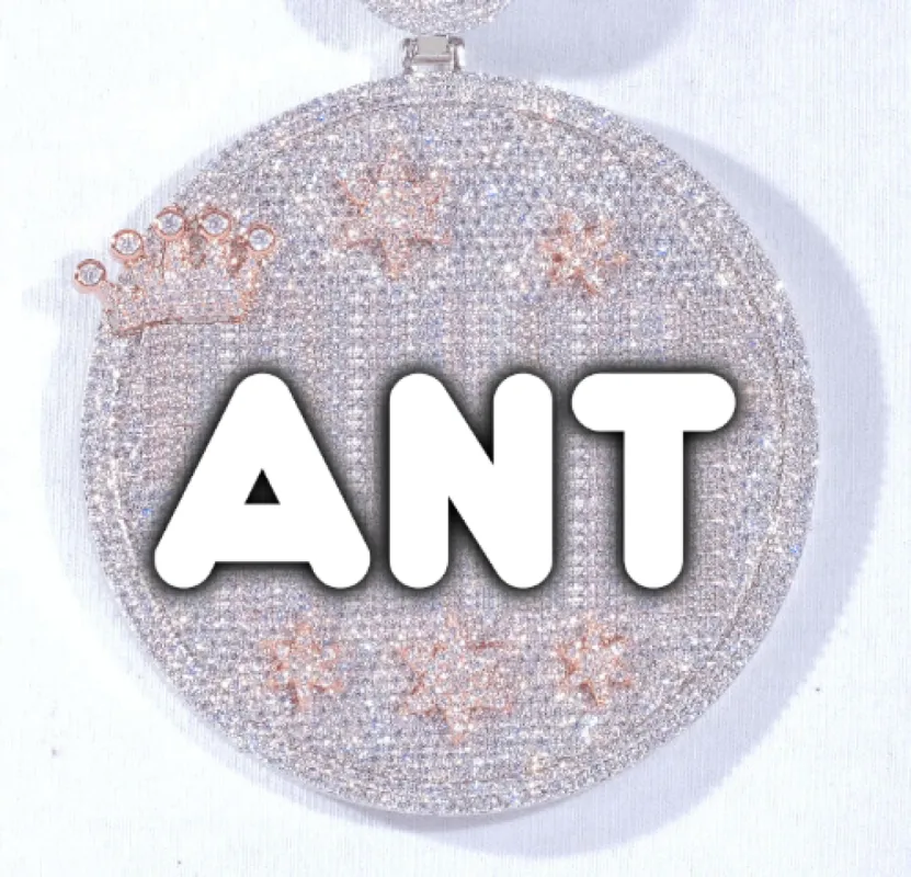 CUSTOM LETTER NECKLACE 3D BIG CROWN DISC sold by The GUU Shop