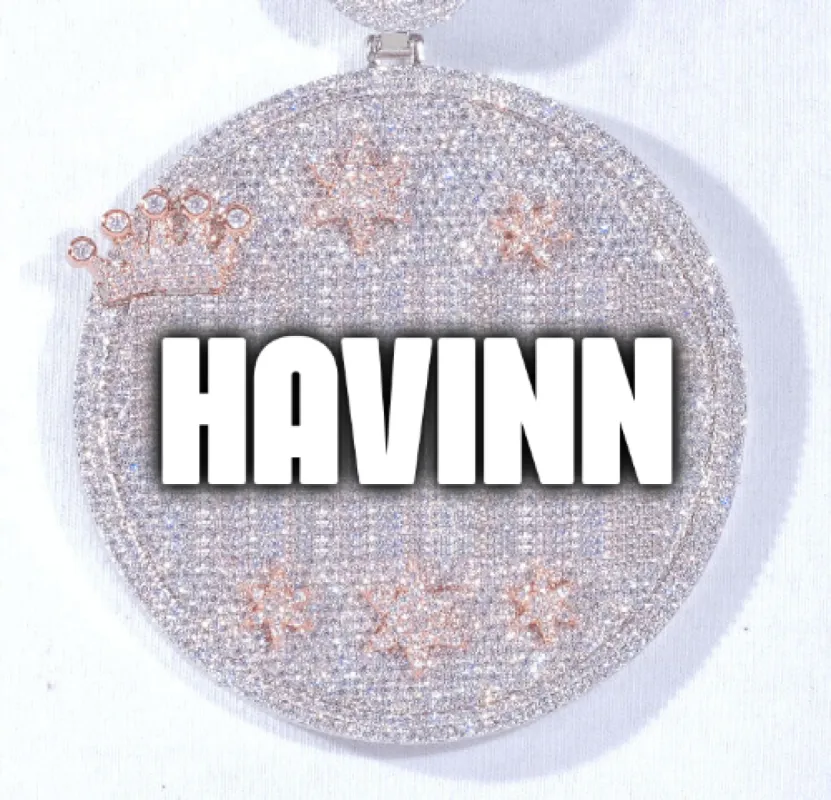 CUSTOM LETTER NECKLACE 3D BIG CROWN DISC sold by The GUU Shop