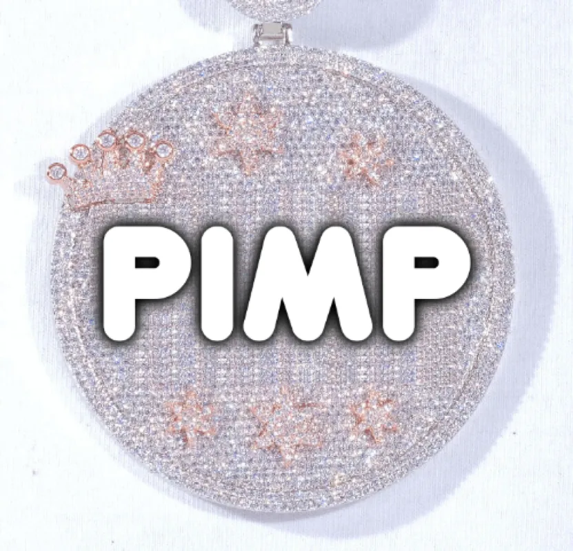 CUSTOM LETTER NECKLACE 3D BIG CROWN DISC sold by The GUU Shop