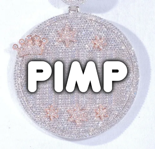 CUSTOM LETTER NECKLACE 3D BIG CROWN DISC sold by The GUU Shop