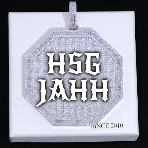 CUSTOM LETTER NECKLACE 3D BIG OCTAGON sold by The GUU Shop