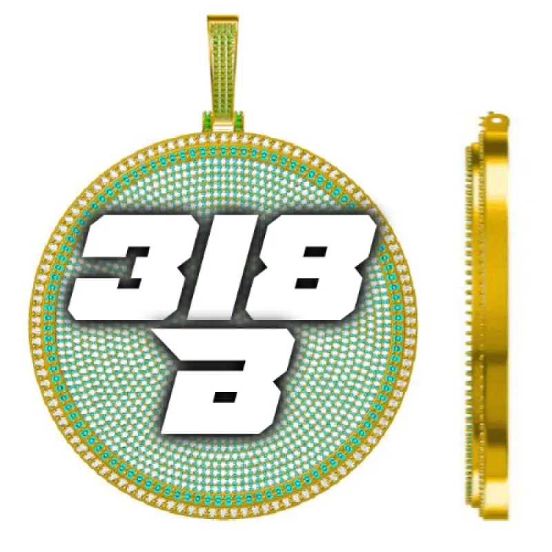 CUSTOM LETTER NECKLACE 3D BIG DISC sold by The GUU Shop