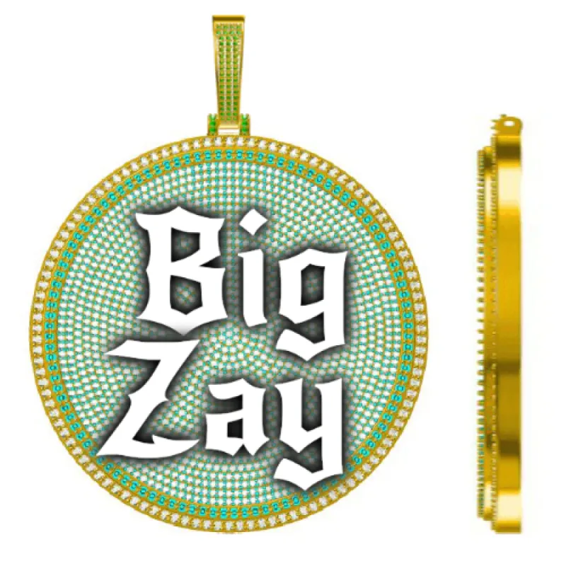 CUSTOM LETTER NECKLACE 3D BIG DISC sold by The GUU Shop