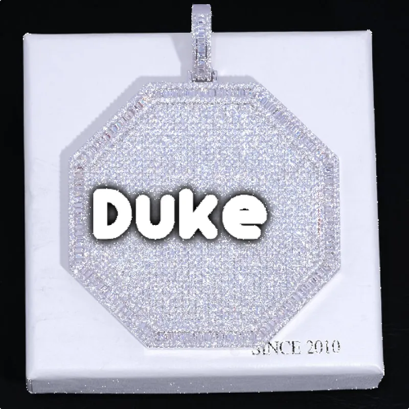 CUSTOM LETTER NECKLACE 3D BIG OCTAGON sold by The GUU Shop