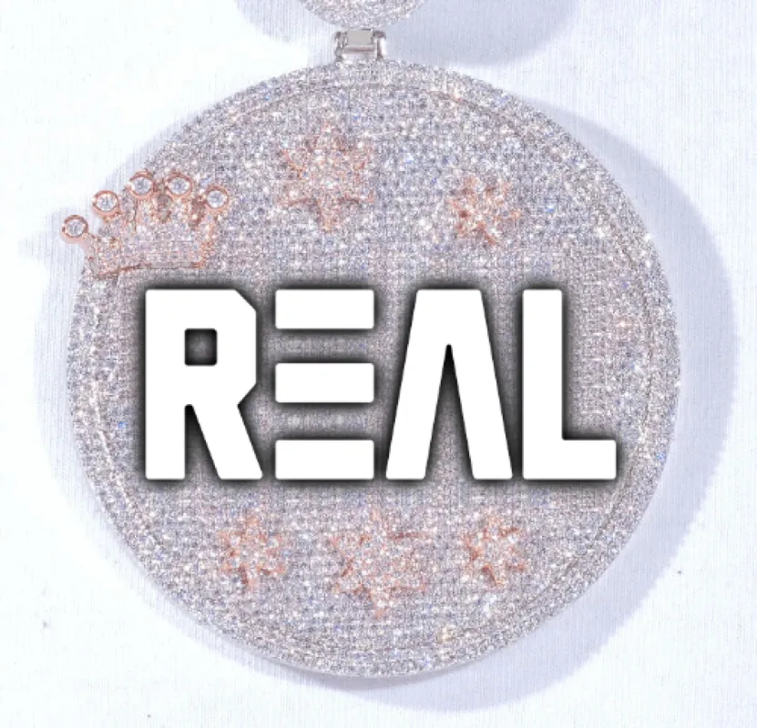 CUSTOM LETTER NECKLACE 3D BIG CROWN DISC sold by The GUU Shop