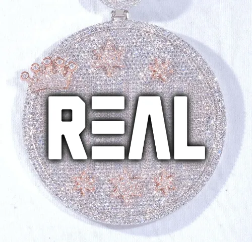 CUSTOM LETTER NECKLACE 3D BIG CROWN DISC sold by The GUU Shop