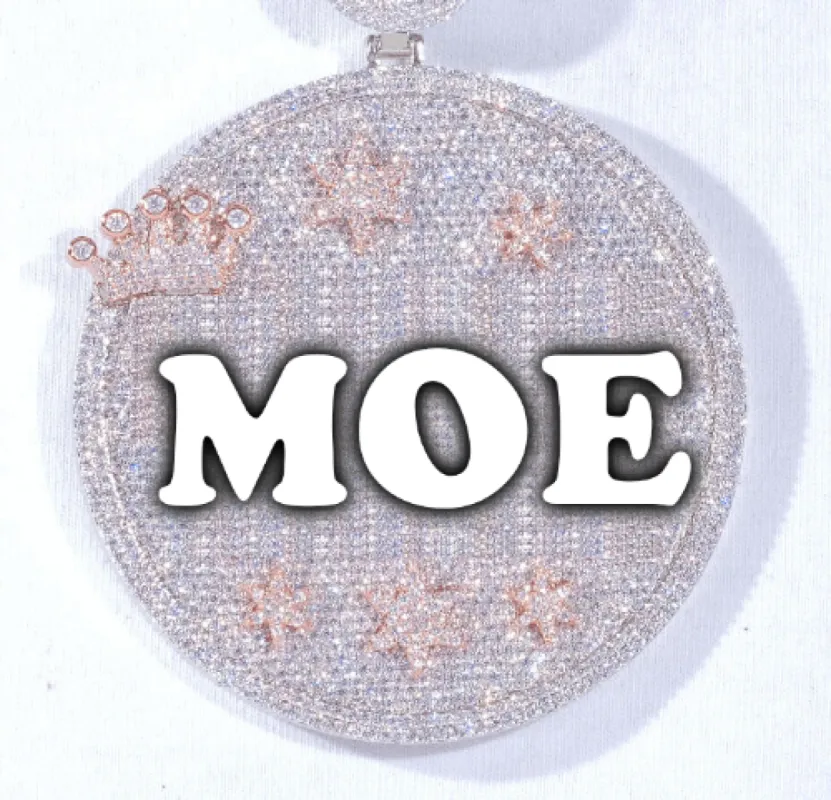 CUSTOM LETTER NECKLACE 3D BIG CROWN DISC sold by The GUU Shop