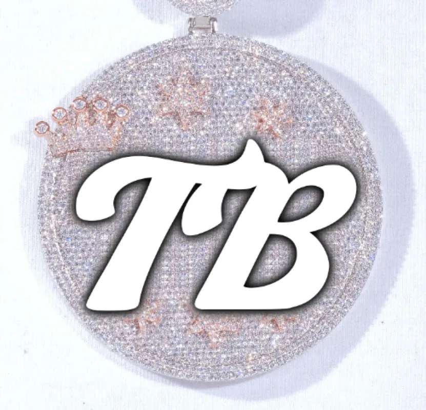 CUSTOM LETTER NECKLACE 3D BIG CROWN DISC sold by The GUU Shop