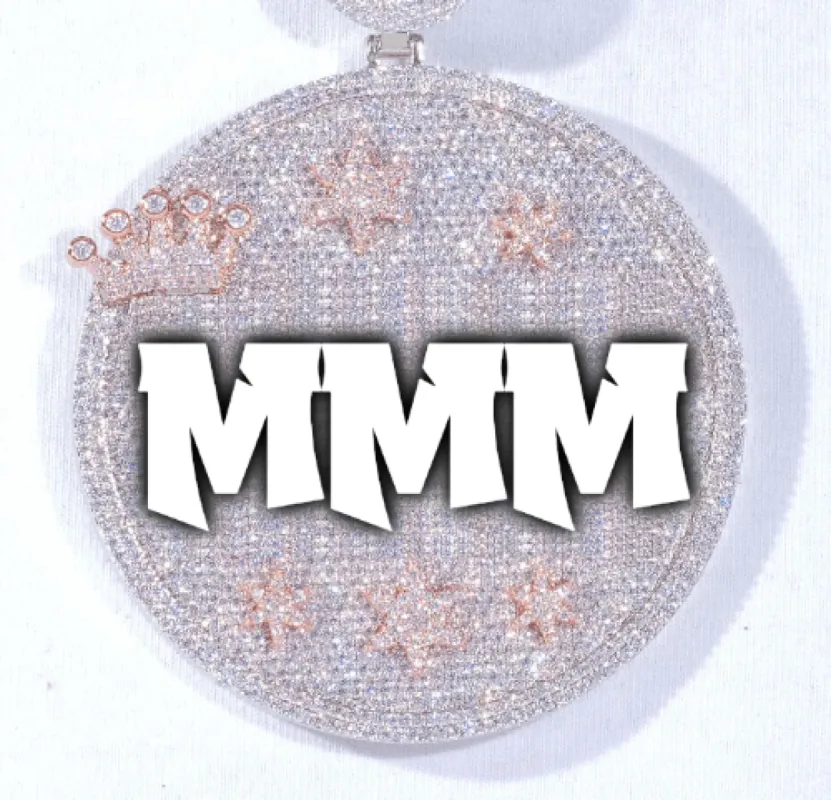 CUSTOM LETTER NECKLACE 3D BIG CROWN DISC sold by The GUU Shop