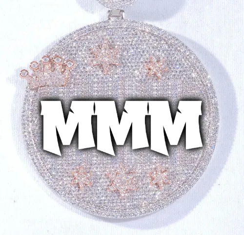 CUSTOM LETTER NECKLACE 3D BIG CROWN DISC sold by The GUU Shop