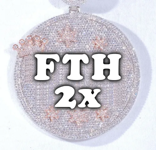 CUSTOM LETTER NECKLACE 3D BIG CROWN DISC sold by The GUU Shop