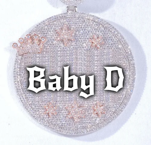 CUSTOM LETTER NECKLACE 3D BIG CROWN DISC sold by The GUU Shop