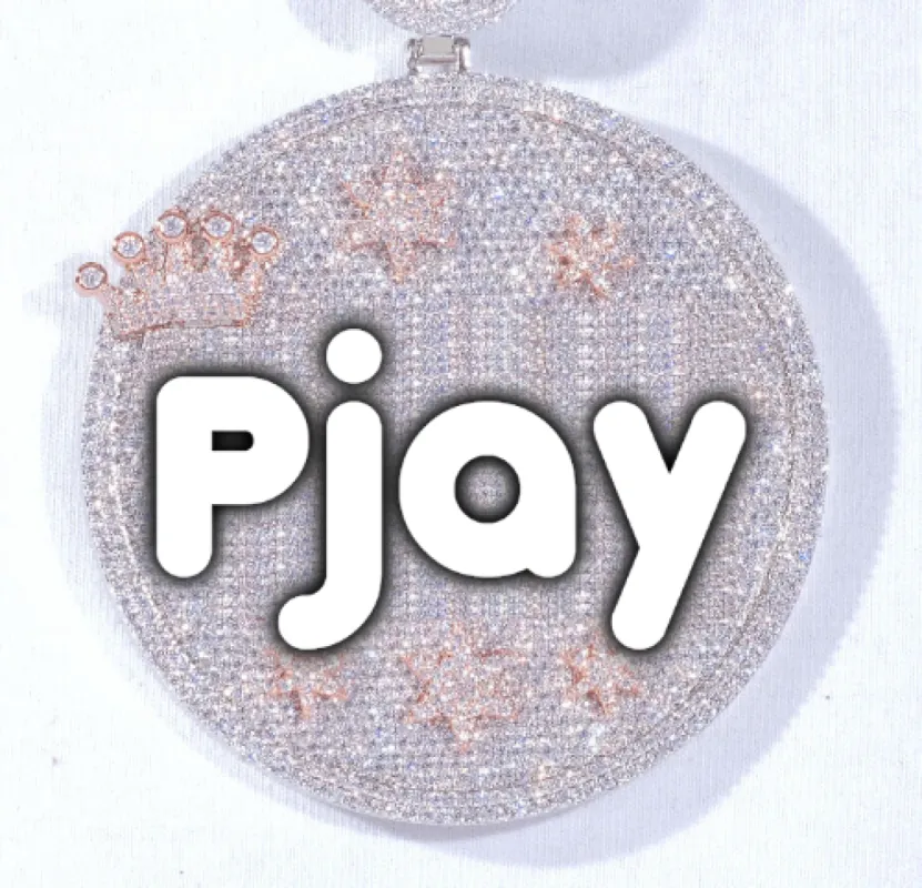 CUSTOM LETTER NECKLACE 3D BIG CROWN DISC sold by The GUU Shop